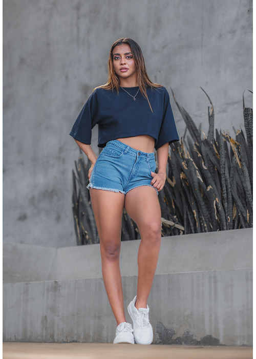 DARK BLUE DENIM HOT SHORT